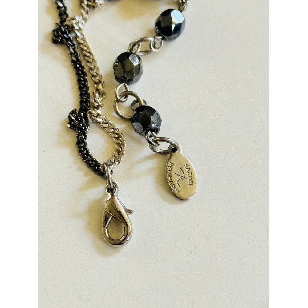 Rachel Reinmardt Necklace Two Tone Silver Gold Crystal Collar Chain Designer 18